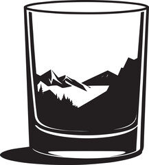 Black Whiskey Glass Drink Silhouette | Vector Graphic Design