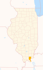 Map of the County Pope (Illinois, US) showing the Federal State with the highlighted County