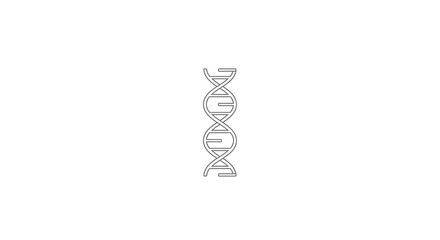 Simple gray outline icon of a DNA double helix, symbolizing genetics, science, and medical research in a clean and modern design