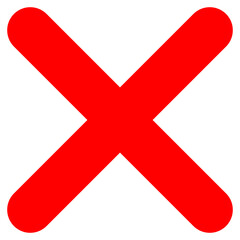 A red cross mark png on a transparent background. Ideal as a versatile symbol for errors, cancellation, deletion, or closing in UI design and graphics.