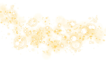 Golden sparkle light effect with glitter and glowing particles on transparent background. Perfect for luxury design, holiday themes, party posters, invitations, greeting cards, digital decorations