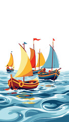 Sailing boats racing on ocean waves