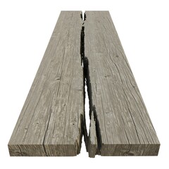 Wooden planks with a split down the middle, showcasing the natural grain and texture of the wood