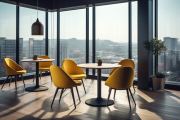 Modern Cafe interior chair table architecture.