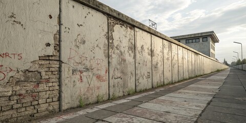 Fototapeta premium Weathered Concrete Wall Perspective, Graffiti, Decay, Berlin Wall, Abandoned Building Berlin Wall, Urban Decay