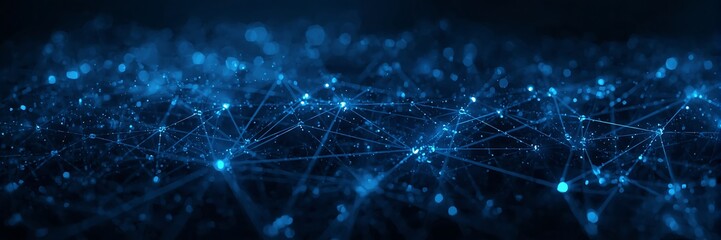 A digital network connection background with glowing dots and lines representing data flow and communication in a technological and abstract world