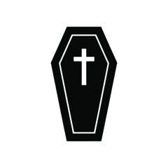 Obraz premium Simple Coffin Silhouette Illustration with Cross for Funeral or Memorial Designs
