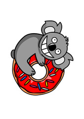 Illustration of a koala hugging a donut