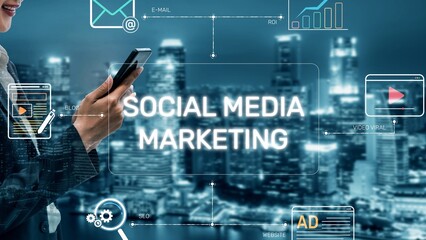 Social media marketing strategy with engagement metrics. Social marketing boosts media visibility. Social media marketing drives traffic. Social media marketing increases engagement. Muxer