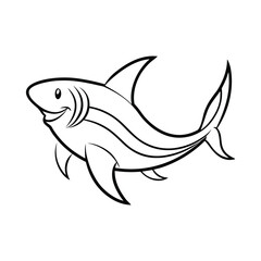Friendly cartoon shark illustration for coloring and educational purposes