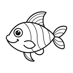 Adorable cartoon fish with stripes and a friendly smile perfect for children s art