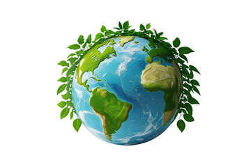 Obraz premium a globe, with leaves surrounding it, shows an artistic approach, and the image depicts a sense of nature, environment and life.
