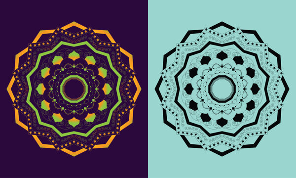 Elegant mandala vector art, Color and black and white