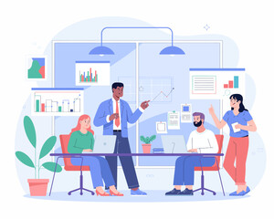 Collaborative Teamwork Vector Illustration of a Modern Workplace