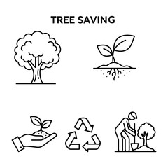 Tree planting and saving tips for environment sustainability and recycling concept vector design