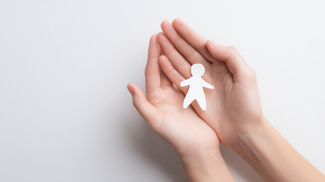 Hands gently holding paper cutout symbolizing miscarriage awareness and support on white background