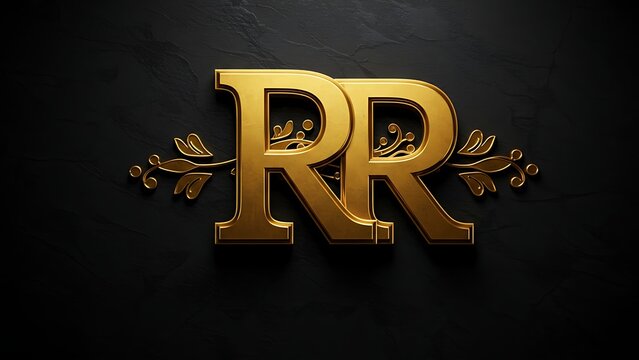 Majestic Golden 'RR' Monogram on Black