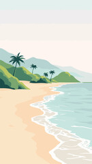 Coastal beach waves shoreline