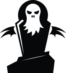 ghost rising from tombstone silhouette clean whi