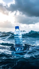 Plastic bottle adrift in turbulent sea