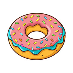 Delicious donut vector illustration with colorful sprinkles, sweet dessert pastry design for bakery branding, food art, menu decoration, and packaging.