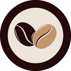 Two coffee beans circle graphic warm inviting aroma energizing beverage vector