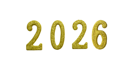Golden candles in the shape of numbers 2025 isolated on a transparent background. New Year's numbers, New Year, Christmas