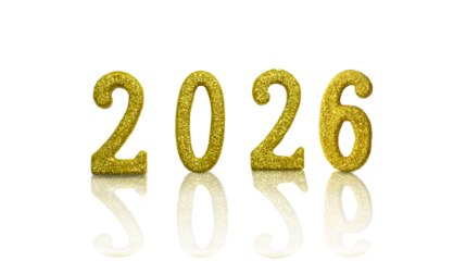 Golden candles in the shape of numbers 2025 isolated on a transparent background. New Year's numbers, New Year, Christmas