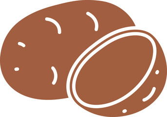 Fresh brown potato half cut graphic food ingredient organic root vegetable vector