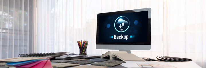 Backup Storage Data Internet Technology Business concept. Database storage cloud technology file...