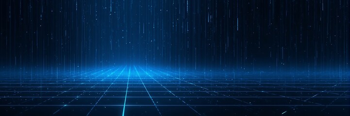 Futuristic abstract technology background with digital data stream, network connection, and artificial intelligence concept in a cyber space environment