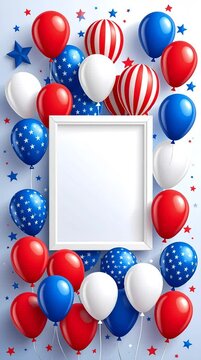 banner with air balloons with american national flag print