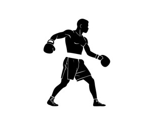 silhouette of a boxing player