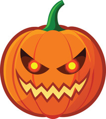 pumpkin lantern with glowing eyes vector clean