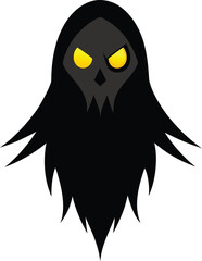  scary ghost face with glowing eyes silhouette