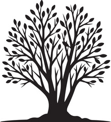 Black silhouette of a stylized tree with many branches