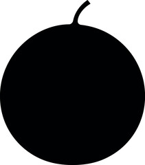 Simple black silhouette of a fresh orange fruit with stem vector