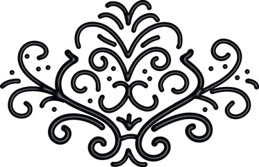 Elegant black ornamental swirl design with glossy embossed details, perfect for backgrounds, invitations, luxury decorations, and gothic or baroque-inspired projects.
