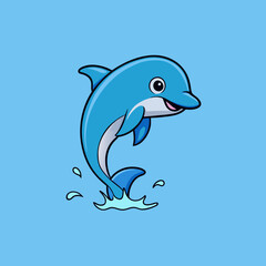 cartoon dolphin jumping from water,