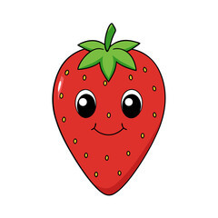 Obraz premium cartoon strawberry with cute eyes smiling friendly,