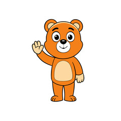 cute cartoon bear waving hand,