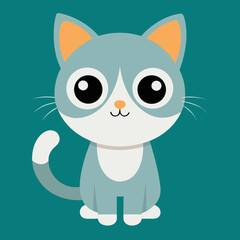 cute cartoon cat with big eyes,