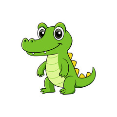 cartoon crocodile with a friendly smile cute character,