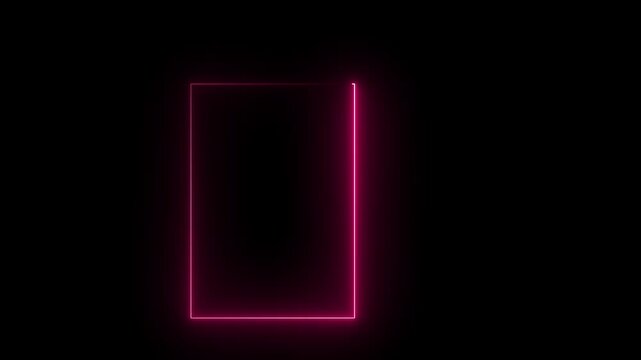 Abstract beautiful neon light glowing shape illustration black background. Bright light neon rectangular shape.