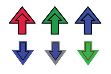 A set of 6 icons of arrows on a transparent background