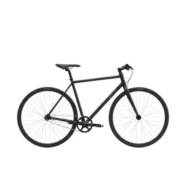 Stylized black silhouette of a fixed gear bicycle on a black background