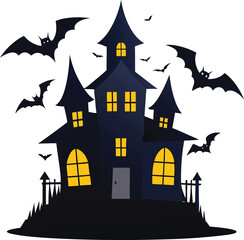 haunted house with bats flying around vector clean white