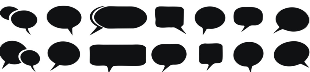 Fototapeta premium Transparent PNG available Silhouette speech bubble vector set. Speech bubbles. communication concept, Speak bubble, simple flat design. text box and message icon collection on a white background. vec