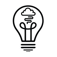 A lightbulb containing a cloud with a tornado inside representing a storm of ideas concept art