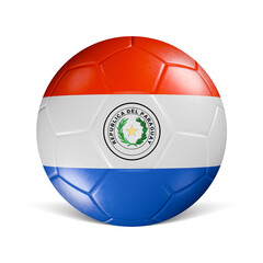 Soccer ball with Paraguay flag 3d render front view